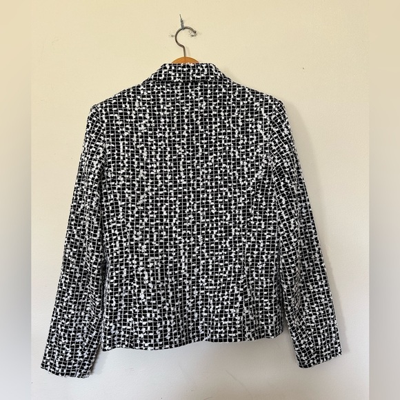 TOWN & TRAVEL Y2K Vintage 90’s Tweet popcorn Black/White Zip Blazer Jacket 4P - Picture 6 of 12